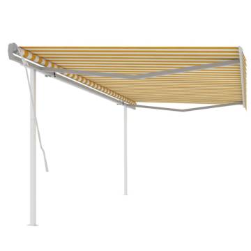 Manual Retractable Awning 5x3m - Yellow & White | HipoMarket