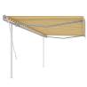 Manual Retractable Awning with Posts 5x3 m Yellow and White Colour yellow and white Size 5 x 3 m Quantity in Package 1 