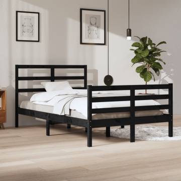 Black Solid Wood Pine Bed Frame 120x200 cm | HipoMarket