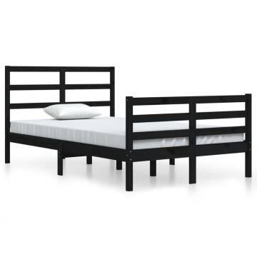 Black Solid Wood Pine Bed Frame 120x200 cm | HipoMarket