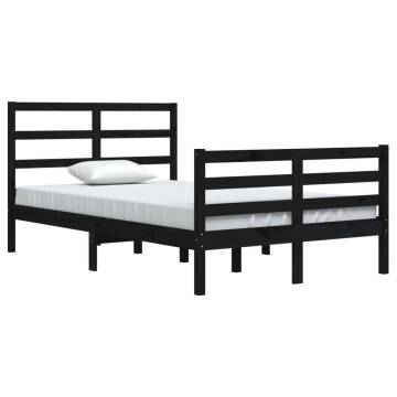 Black Solid Wood Pine Bed Frame 120x200 cm | HipoMarket