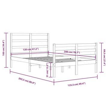 Black Solid Wood Pine Bed Frame 120x200 cm | HipoMarket