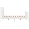 White Bed Frame with Headboard - 140x200 cm Solid Wood