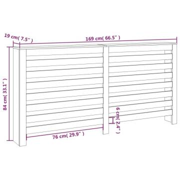 Radiator Cover Grey - Solid Pine Wood 169x19x84 cm