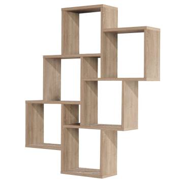 FMD Wall-mounted Shelf with 8 Compartments - Oak Design