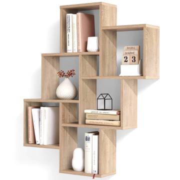 FMD Wall-mounted Shelf with 8 Compartments - Oak Design