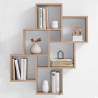 FMD Wall-mounted Shelf with 8 Compartments - Oak Design