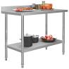 Stainless Steel Kitchen Work Table with Backsplash - 120x60cm