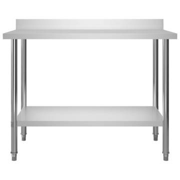 Stainless Steel Kitchen Work Table with Backsplash - 120x60cm