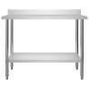 Stainless Steel Kitchen Work Table with Backsplash - 120x60cm