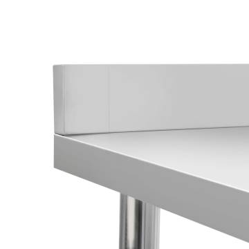 Stainless Steel Kitchen Work Table with Backsplash - 120x60cm