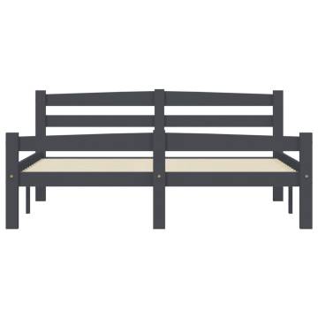 Dark Grey Solid Pinewood Bed Frame 120x200 cm - Hipomarket