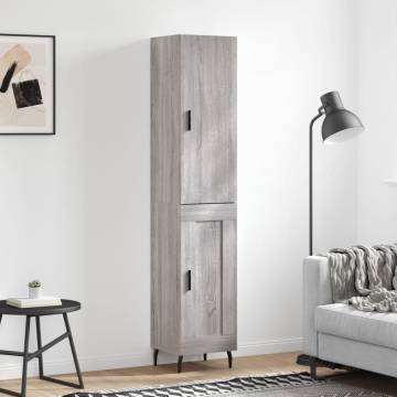 Stylish Highboard Grey Sonoma - Engineered Wood 34.5x34x180 cm