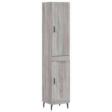 Stylish Highboard Grey Sonoma - Engineered Wood 34.5x34x180 cm