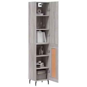 Stylish Highboard Grey Sonoma - Engineered Wood 34.5x34x180 cm