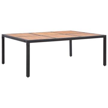 Elegant Rattan Garden Table - 200x150 cm Black Acacia Wood