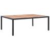 Elegant Rattan Garden Table - 200x150 cm Black Acacia Wood