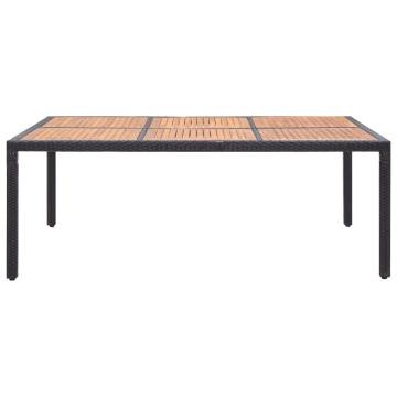 Elegant Rattan Garden Table - 200x150 cm Black Acacia Wood