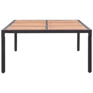 Elegant Rattan Garden Table - 200x150 cm Black Acacia Wood