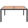 Elegant Rattan Garden Table - 200x150 cm Black Acacia Wood