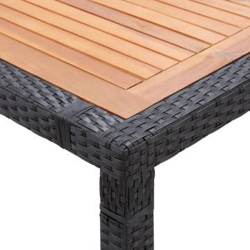 Elegant Rattan Garden Table - 200x150 cm Black Acacia Wood