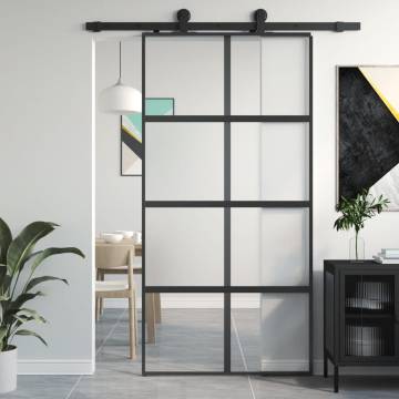 Sliding Door Black 102.5x205 cm - Tempered Glass & Aluminium