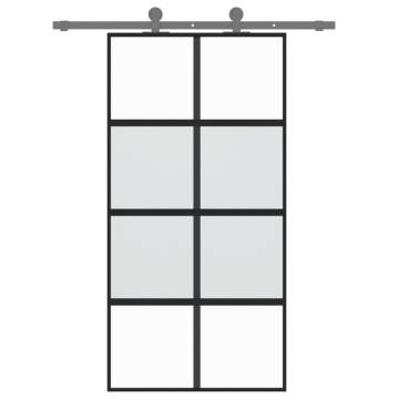 Sliding Door Black 102.5x205 cm - Tempered Glass & Aluminium