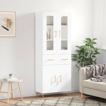 Stylish Highboard White 69.5x34x180 cm - Hipomarket