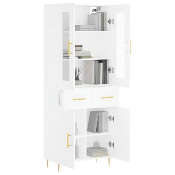 Stylish Highboard White 69.5x34x180 cm - Hipomarket