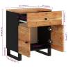 Industrial Bedside Cabinet - Solid Wood Acacia & Engineered Wood