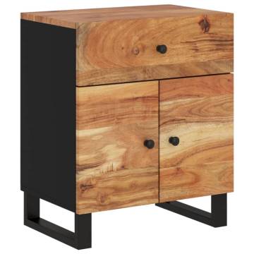 Industrial Bedside Cabinet - Solid Wood Acacia & Engineered Wood