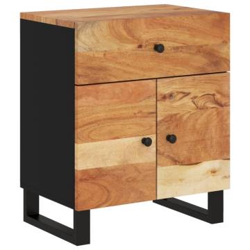 Industrial Bedside Cabinet - Solid Wood Acacia & Engineered Wood