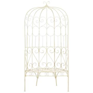 Antique White Iron Garden Bench - 95 cm | Hipo Market