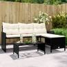 Garden Sofa with Table and Cushions L-Shaped Black Poly Rattan Colour black and cream Quantity in Package 1 Material glass 