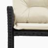 L-Shaped Garden Sofa Set with Table & Cushions - Black Rattan