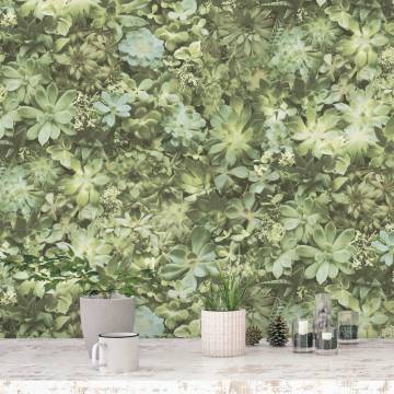 Noordwand Evergreen Succulent Wallpaper - Green & Beige