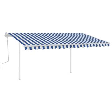 Manual Retractable Awning 4x3.5m - Blue & White | HipoMarket