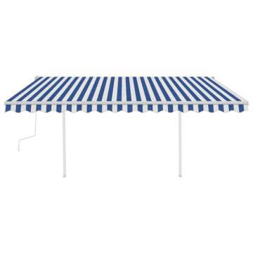 Manual Retractable Awning 4x3.5m - Blue & White | HipoMarket