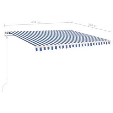 Manual Retractable Awning 4x3.5m - Blue & White | HipoMarket