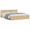 LED Bed Frame with Headboard - Sonoma Oak Super King Size