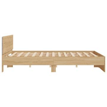 LED Bed Frame with Headboard - Sonoma Oak Super King Size