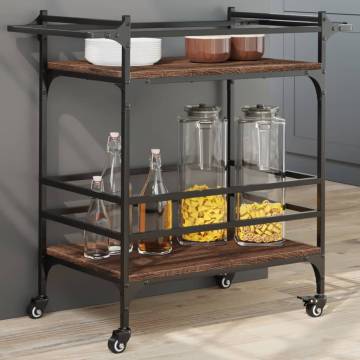 Brown Oak Kitchen Trolley - Engineered Wood | HIPOMarket UK