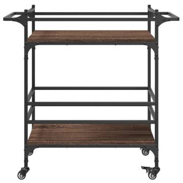 Brown Oak Kitchen Trolley - Engineered Wood | HIPOMarket UK