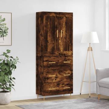 Elegant Highboard Smoked Oak | Engineered Wood Storage 69.5x34x180 cm