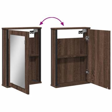 Brown Oak Bathroom Mirror Cabinet - Sleek & Functional Design