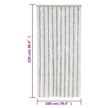 Fly Curtain Light Grey & White - 100x220 cm Chenille | HipoMarket