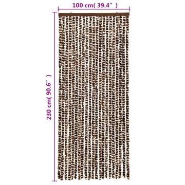 Fly Curtain Brown & White 100x230 cm Chenille | HipoMarket