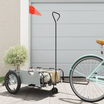 Durable Bike Trailer - Grey Oxford Fabric & Iron Construction