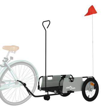 Durable Bike Trailer - Grey Oxford Fabric & Iron Construction