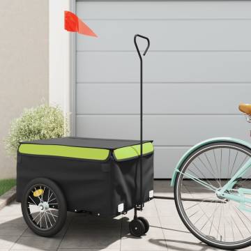 Bike Trailer Black and Green - 45 kg Iron | HipoMarket